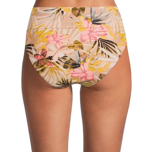 Time and Tru Women's Plus Size Printed Fold-Over High-Waisted Swimsuit Bottoms - Picture 2 of 6